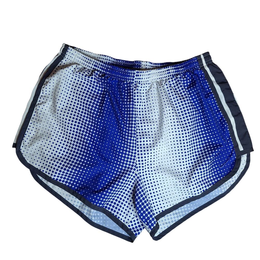 Nike Dri-FIT Running Shorts Womens Medium Blue White Halftone Dot Track Athletic